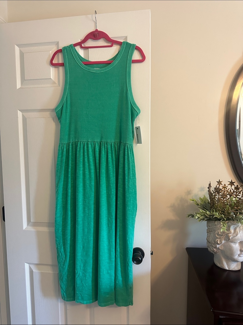 Sonoma Ribbed Sleeveless Tank Dress in Emerald Green